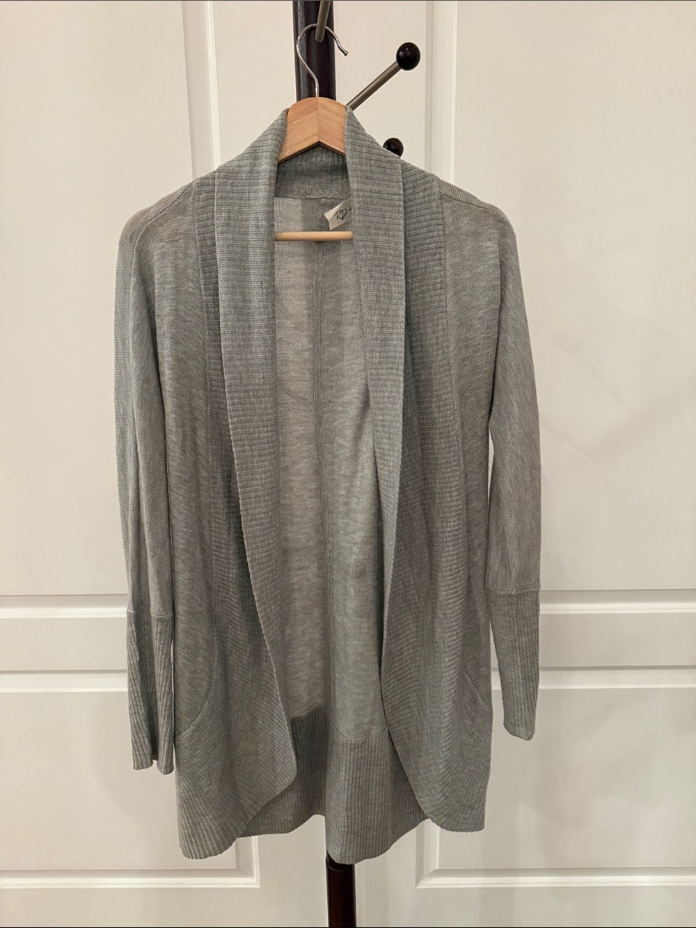 RD Style Light Gray Open-Front Shawl Collar Cardigan
